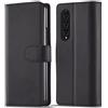Verco custodia per Samsung Galaxy Z Fold 3, Case per Samsung Z Fold 3 5G Cover PU Pelle Portafoglio Protettiva, Nero