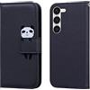 Butnyeoe Cover per Samsung Galaxy S23+,Custodia Portafoglio per Samsung S23 Plus,Cartone Animato Panda PU Pelle Flip Caso con [Kickstand] [Slot per Schede] [Chiusura Magnetica].Nero