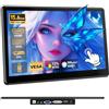 Ueplain Monitor tattile portatile da 15,6 pollici con porte HDMI, VGA DVI, touch screen IPS FHD da 1920 × 1080P, per laptop, PC, PS5/4, uso industriale, estensore dello schermo, altoparlanti