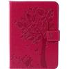 Saturcase - Custodia per Amazon Kindle Paperwhite 1, 2, 3, 4, con goffratura, in pelle PU, con chiusura magnetica, supporto e scomparti per carte di credito, per Amazon Kindle Paperwhite 1 2 3 4 Red