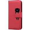 KELISI Cover per Samsung Galaxy A71 4G (6.7 Pollice),Cartone Animato Flip Caso in Pelle Premium Portafoglio Custodia con Funzione Supporto, Chiusura Magnetica -Gatto,Rosso
