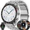 ZPIMY Smartwatch Uomo Chiamata Bluetooth e Risposta Vivavoce, 1,39 AMOLED Smart Watch Orologio Fitness con 123 Sport,Cardiofrequenzimetro,Pressione Sanguigna,SpO2,Notifiche Messaggi,Android iOS (Argento)