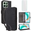 IUQXU Cover per Honor X6B Libro con Pellicola Vetro Temperato [Blocco RFID] Antiurto Supporto Custodia in Pelle Portafoglio per Honor X 6B HonorX6B Nero