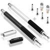 MEKO 2-in-1 Penna di Precisione per Touch Screen con 6 Punte Sostituibili Pennino Capacitivo per iPad, Tablet, iPhone, Smartphone, Samsung Galaxy Note/Tab - Nero + Argento