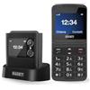 SAIET Cellulare per Anziani Compatto, Flip Phone 4G Facile da Usare con Tasti Grandi, Display a Colori e Tasto SOS, Telefono a Conchiglia con Base di Ricarica, Bluetooth e Fotocamera - Joy Flip