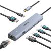 MOKiN 7 in 1 Hub USB C Ethernet, Adattatore USB C da 10Gbps per MacBook Pro/Air con HDMI 4K@60HZ, 3*USB-C 10Gbps Dati, RJ45, USB 2.0, 100W PD, Dongle USB C per MacBook Pro/Air/Dell/HP/Thinkpad/Lenovo.