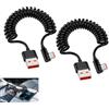 Quonex 2 pezzi Cavo Spirale USB A USB C 90 Gradi Cavo Spirale USB C 120W per Android Auto & CarPlay, Ricarica Rapida e Dati 480 Mbps, Compatibile con iPhone 15/16/17, Galaxy S25/S24, Smartphone Tablet