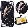 BLOTECH Custodia per OPPO RENO 12 5G Cover DIY Brillantini Portafoglio Strass Phone Case Bling Bling Glitter Brillante Nero Wallet Case Leather Magnetico Flip per OPPO RENO 12 5G,Angelo