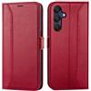 Verco Custodia per cellulare Samsung Galaxy A55 5G, custodia a portafoglio premium per Samsung A55 5G, custodia a libro, rossa