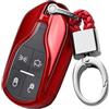ontto Custodia Cover Protettiva per Chiave Telecomando Auto in TPU Morbido per Maserati Levante Quattroporte Ghibli Guscio Protettivo Coprichiave Portachiavi con 4 Tasti-Rosso