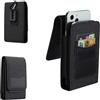 Heucadup porta cellulare da cintura, Doppio porta cellulare cintura con passante per cintura per escursionismo, campeggio, barbecue, nero, regali da uomo, robusta custodia protettiva con moschettone