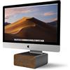 Twelve South HiRise Pro per iMac/Display/Monitors | Supporto regolabile in altezza con contenitore, reversibile frontale + inserto in pelle, grigio