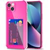 Svanove per iPhone 13 Custodia con Slot, Trasparente con Porta Carte Fotocamera Case Protettiva, Sottile Protezione Silicone Portafoglio Cover Antiurto Slim Custodia, Rosa Caldo