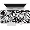 Hixingo Liquido Astratto Tappetino Mouse XXL/XL/L, Tappetino Mouse Gaming con Base in Antiscivolo e Bordi Cuciti, Mouse Pad per Ufficio e Casa (900x400x3mm, Bianco)