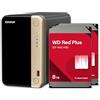 QNAP TS-264-8G-28WD-US NAS desktop ad alte prestazioni a 2 alloggiamenti con capacità di archiviazione di 8 TB, pacchetto HDD preconfigurato RAID1 WD Red Plus