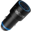 CoolBox Caricabatteria da auto ricarica rapida 48 W USB-C + USB-A con PD e QC3.0, 12 V-24 V con selezione automatica della tensione, caricatore accendisigari da auto USB in alluminio, gadget auto.
