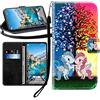 Sunrive Cover compatibile con DOOGEE N50, Custodia con supporto di stand e in Pelle artificiale per carte di credito Portafoglio Flip Chiusura Magnetica bumper(Unicorno rosso blu B1)