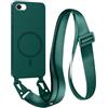 FMPCUON FNPCUON Cover Magnetica con Cordino per iPhone 6/7/8/SE 2020/SE 2022 Compatibile con MagSafe,Ricarica Wireless, Placcatura Disegno Custodia con Collana Laccio Tracolla Regolabile Case.Verde