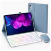 HLTOOP Custodia con Tastiera per Lenovo Tab P11 (TB-J606) / P11 Plus 11 2021(TB-J616F/TB-J607), Tastiera Retroilluminata A 7 Colori Con Mouse, Cover Posteriore in Morbido TPU,Blu