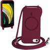 FMPCUON FNPCUON Cover Magnetica Silicone per iPhone 6/7/8/SE 2020/SE 2022 con Cordino,Compatibile con MagSafe,Custodia con Laccio Collana Tracolla Collo Sottile TPU Antiurto Protettiva Case con Corda.Rosso