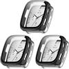 Generic Confezione da 3 custodie rigide con pellicola protettiva per Amazfit Active 2 Square, custodia protettiva rigida in policarbonato antiurto antigraffio con vetro temperato (nero/nero/nero)
