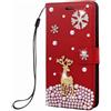 BLOTECH Natale Portafoglio per OPPO Reno13F 5G Glitter Custodia Pelle 3D Lovely Elk Wallet Flip Cover Rosso PU Brillantini Strass Perla Cristallo Slot Lady Girl Phone Case per OPPO Reno13F 5G