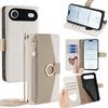 Arseaiy Custodia a portafoglio per Samsung Galaxy A71 Custodia a portafoglio con tracolla magnetica con cerniera tasca per trucco specchio in pelle PU antiurto con guscio cavalletto bianco