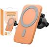 TecnoOdino 15W Caricatore Wireless Auto Compatibile con Mag-Safe, Supporto Telefono Auto Magnetico, Ricarica Wireless Auto iPhone SE 8 X 11 12 13 14 15 (arancione)