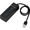OcioDual Hub USB Tipo A 3.0+2.0 4 Porte Ingressi con Luce LED Splitter Nero per PC Desktop Laptop Mouse Keyboard Adattatore