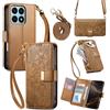 LIAOCY A Tracolla Custodia Per Honor X8a 5G, Cover Con Portafoglio Porta Carte E Scocca Interna In TPU, Antiurto E Antigraffio Con Supporto, Brown.