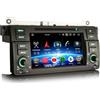 Erisin 7 pollici 8-Core 4GB+64GB Android 14 Autoradio Bluetooth GPS Navigatore per BMW E46 Serie 3 318 325 M3 Rover 75 MG ZT CarPlay Android Auto WiFi 4G DSP DAB+ USB FM RDS CD DVD Schermo tattile