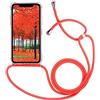 Nodigo Cover per Xiaomi Redmi 7A con Cordino Tracolla Collana Necklace Cordoncino Silicone Transparente Gomma Antiurto Case Resistente Protettiva Bumper Belle Custodia - Rosso