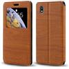 Shantime Custodia Flip in Pelle con Finestra Compatibile con Bigme HiBreak Pro, Display Visibile, Chiusura Magnetica Invisibile e Slot Carta(Marrone)