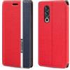 Shantime Custodia Flip in Pelle PU Bicolore con Chiusura Magnetica Invisibile Compatibile con Doogee Blade 10 Power, Cover Elegante e Protettiva (Rosso)
