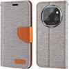 Shantime Custodia in pelle intrecciata per Oukitel WP39 5G - Grigio | 6.6 Custodia flip portafoglio in tessuto Oxford con guscio interno in TPU, supporto integrato e portacarte