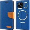 Shantime Custodia Flip in Tessuto Oxford e Pelle PU Compatibile con Doogee Blade GT, Cover Protettiva con Chiusura Magnetica e Tasche per Carte (Blu)