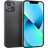 doupi UltraSlim Custodia per iPhone 13 Mini (5,4 Pollici), Satinato fine Piuma Facile Mat Semi Trasparente Cover, Nero