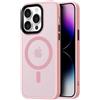 Mixroom - Cover Custodia Bumper Opaco per iPhone 12 Pro Compatibile con MagSafe Accessori Cerchio Magnetico Integrato Retro Semitrasparente Bordo Morbido in TPU Silicone Rosa