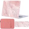 FFBOFFC Cover per MacBook Air 13 Pollici 2020 2019 2018 Modello A2337 A2179 A1932 M1 Chip Touch ID, Plastica Custodia Rigida Protettiva & Copritastiera & Borsa, Marmo rosa 1558