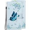 VQWQ Cover per Oppo A5 Pro, Custodia a Portafoglio in Pelle PU Stampa Fiori Slot per Schede Libro Cavalletto Supporto Flip Case Wallet Cordino Chiusura Magnetica per Maschio Donna -[TX01]-Blue