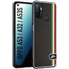 CUSTOMIZZA - Custodia cover nera morbida in tpu compatibile per Oppo A53 - A32 - A53S effetto fibra di carbonio bandiera Italia made in Italy