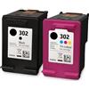 LEBOK per HP 302 | F6U66A F6U65A | 2 cartucce d'inchiostro | Nero e tricolore