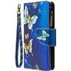 VQWQ Custodia per Huawei P Smart Z, Flip Cover a Portafoglio in Pelle PU Slot per Schede Libro Cavalletto Pieghevole Wallet Case Cordino Cerniera Chiusura Magnetica per Donna Maschio -[03]-Farfalle I