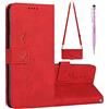 Grandoin Cover per Xiaomi Redmi 10C con Cordino, Custodia in Pelle Magnetica Libro Flip Caso Portafoglio per Redmi 10C, Wallet Case Covers con Slim TPU Silicone Bumper Antiurto Case (Rosso)