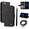 Beajew Cover per Realme 5/5i/5s/C3/6, Custodia Portafoglio,Cover Libro,Pelle Flip con [Funzione di Supporto] [3-Scheda Slot] [Magnetica] Antiurto,Laccio Tracolla-Nero
