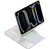 FAYGAOAI Custodia con Tastiera per iPad Air 13 (M3 2025 / M2 2024) e PRO 12.9 (6°/5°/4°/3° Gen), Girevole a 360°, Tastiera Retroilluminata a 7 Colori con Trackpad & Portapenne,Argento