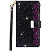 BLOTECH Brillantini Cover per Redmi Note 14 Pro+ 5G,Zipper Folio Custodia Zip Purse Flip Custodia Glitter Double layer Portafoglio con 9 Porta Carte Flip Chiusura per Redmi Note 14 Pro+ 5G - Nero