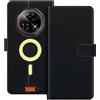 ESACMOT Custodia folio in similpelle per Doogee Fire 5 Ultra - Nero | 6.6 Custodia portafoglio flip con portacarte, supporto e chiusura magnetica, stile dalla texture raffinata