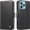 XINNI Cover per Realme C53/Realme C51 Custodia, Semplice Cellulare Libro Antiurto Flip Pelle PU/TPU Magnetica Case, Nero
