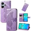 JIUNINE Cover per Xiaomi Redmi 13 4G / Poco M6, Custodia Interno TPU Antiurto Portafoglio con Disegni di Farfalla [Carta Fessura] [Supporto Stand] Cover Libro in PU Pelle per Poco M6 4G, Viola